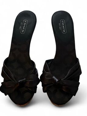 Coach Black Knotted Slide Mules - Women's